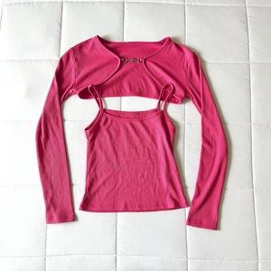 kfashion pink bolero and tank set